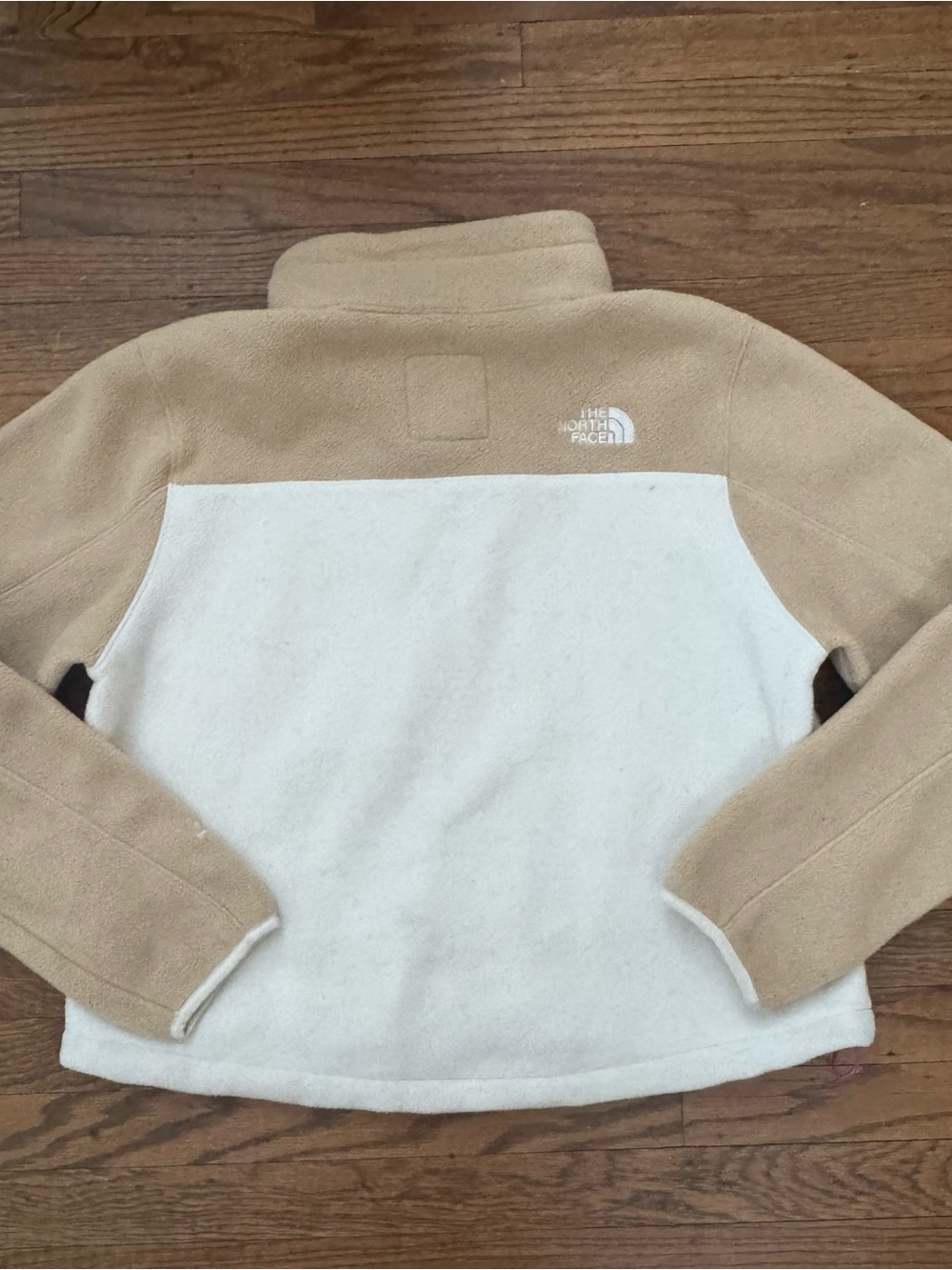 The North Face Denali Pullover Khaki Stone Purple Cactus Flower White L EUC - Picture 4 of 5